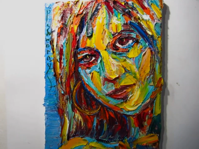 MODERN WOMAN GIRL·ART SIGNED FEMALE OIL PAINTING·ABSTRACT