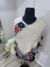 100 Baby Alpaca White Poncho   Luxury Artisan Piece from Peru- One Size