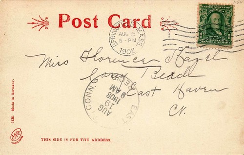 1908 MASSACHUSETTS PHOTO POSTCARD: HIGH SCHOOL, SPRINGFIELD, MA - Picture 2 of 2