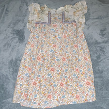 entro Shift Short Dress M Floral Multicolor Embroidered Ruffle Flutter Sleeve