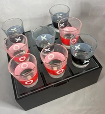 Elements Tic Tac Toe Shot Glass Game -8 Glasses, Glass  Board, Wood storage