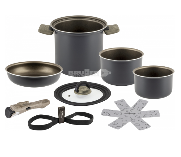 Motorhome Stacking Non-Stick Pan Set Brunner Torralta 18cm -8 piece set -Narrow