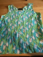 Summer Flower Wearable Art Bob Mackie 100 Silk Sleeveless Tulips Blouse M