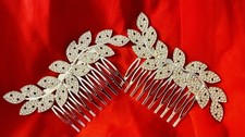 NEW 5pc. Lot Silver Crystal Rhinestone Hair Combs With Matching Headbands