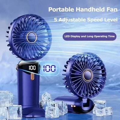Portable 3000mAh Mini Hand Ventilator Akku Aufladbar Lüfter Handheld neck Fan