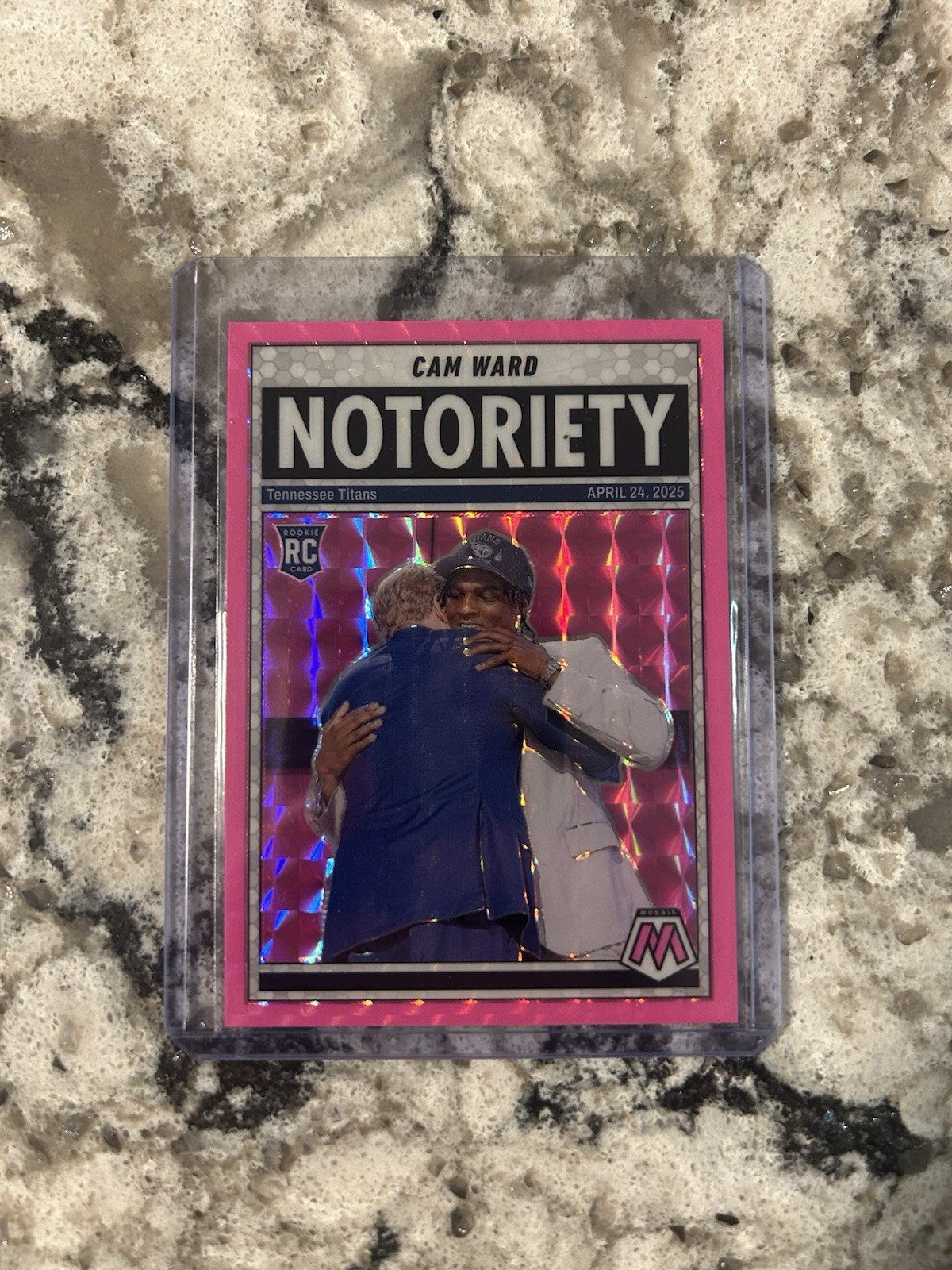 2025 Panini Mosaic - Notoriety Cameron Ward #17 Mosaic Pink Fluorescent (RC)