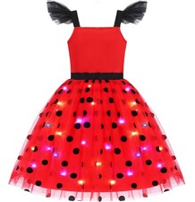 Girls Light up Ladybug Costume - Kids LED Princess Dress up Halloween Birthda...