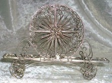 Vintage Russian Silver Biedermeier Filigree Metal Wirework Letter Napkin Holder