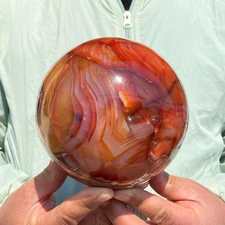 6.61LB Natural Carnelian Red Quartz Agate Chalcedony Crystal Sphere Healing