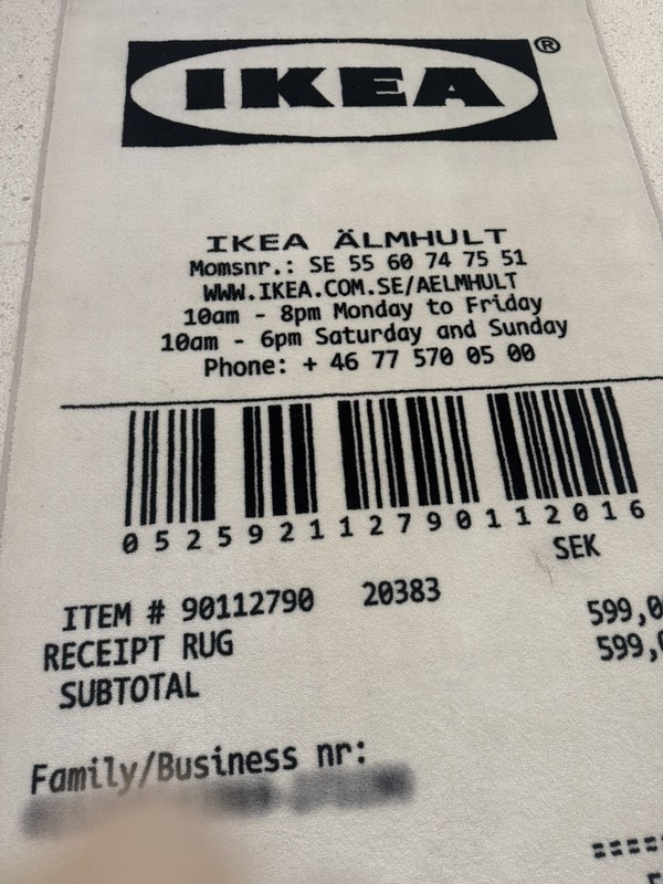 Virgil Abloh x IKEA White Receipt Rug