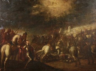 17th CENTURY GIANT FRENCH OLD MASTER OIL ON CANVAS CAVALRY BATTLE SCENE