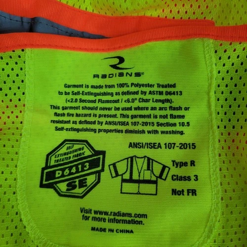 Radwear Men's Hi-Vis Yellow Safety Vest L Reflective Class 3 Ansi Workwear image 7