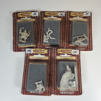5 WOC Dungeons & Dragons D&D Metal Miniatures Lot Celestial Eagle Grick Druid