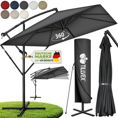 tillvex  Sonnenschirm Ø 330 cm Rechteckig Ampelschirm Gartenschirm Marktschirm