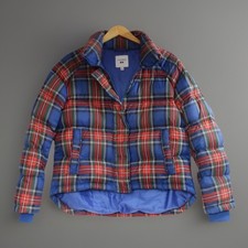 JW Anderson x Uniqlo Tartan Puffer Jacket Womens M Red Blue Plaid Down Filled
