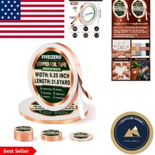 Copper Foil Tape 2 Rolls  1/4 Inch x 21.8 Yards for Crafts  EMI Shielding