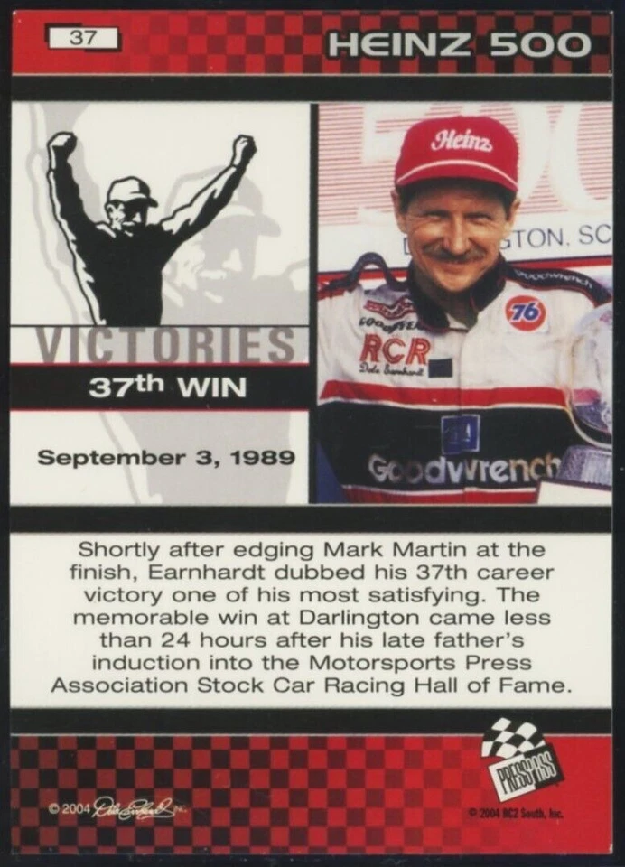 2004 Press Pass The Legacy Victories Dale Earnhardt Heinz 500 Win #37 - Image 2 of 2