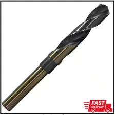 21/32 In. High Speed Steel Twist Black and Gold Reduced Shank Drill Bit with 1/2