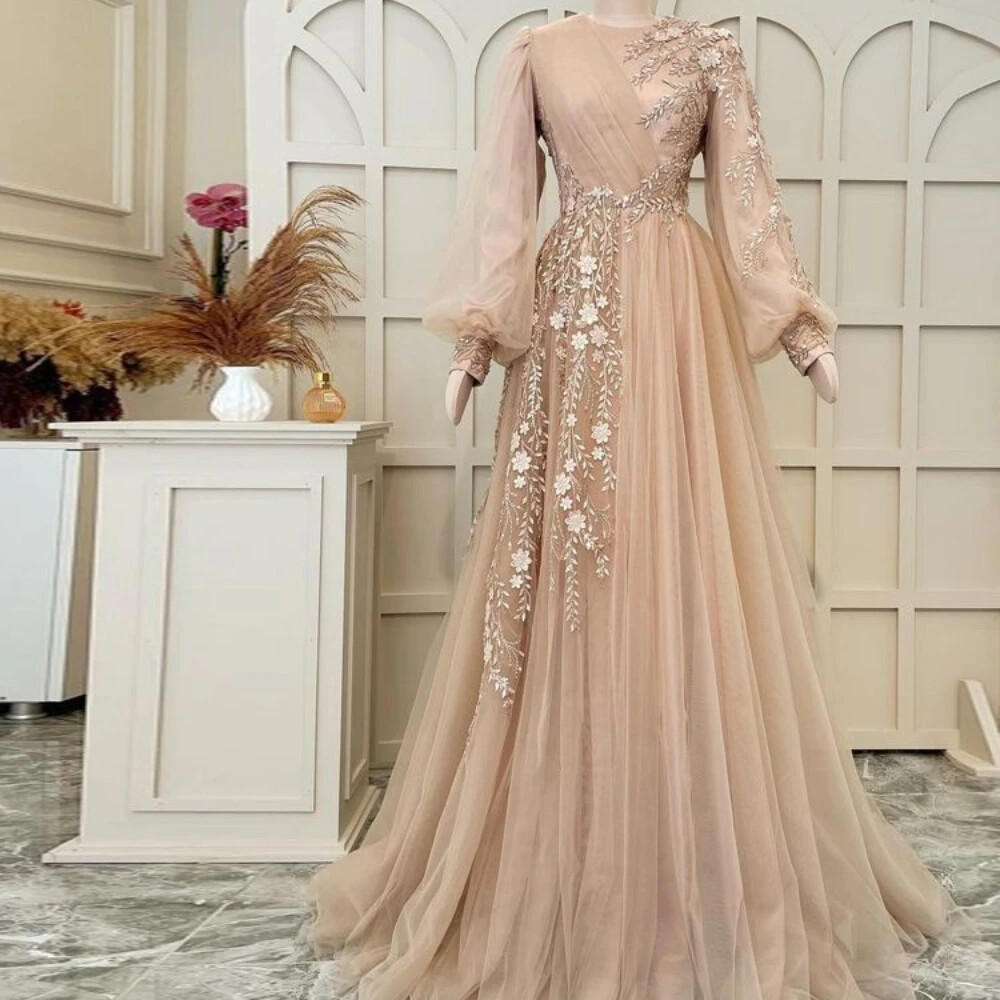 Elegant Muslim Dresses A-Line Tulle Long Sleeve Beads Muslim Evening Party Gowns | eBay Elegant Muslim Dresses A-Line Tulle Long Sleeve Beads Muslim Evening Party Gowns | eBay