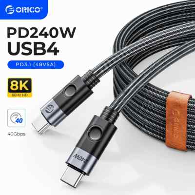 240W Cable USB4 Type C Fast Charging Cord 40Gbps Data Transfer for IPhone15 New