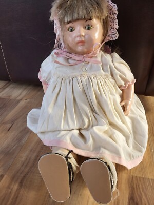 Vintage Antique Composition Soft Body Porcelain Arms Sleepy Eyes