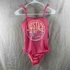 Justice NWT Girls Pink Justice Surf Adjustable Strap One Piece Swim Suit Sz XL