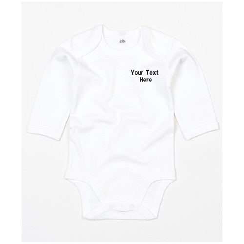 Personalised Custom Embroidered Baby Bugz Baby Organic Long Sleeve Bodysuit - Picture 20 of 20