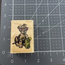 Cool dog, puppy, sunglasses drinking lemonade, big, comotion E7 rubber 421