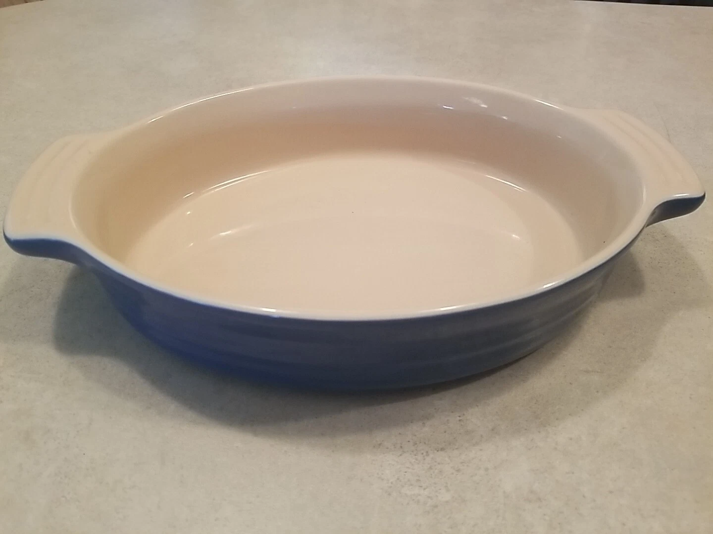 VINTAGE LE CREUSET OVAL CASSEROLE STONEWARE BLUE 07.03