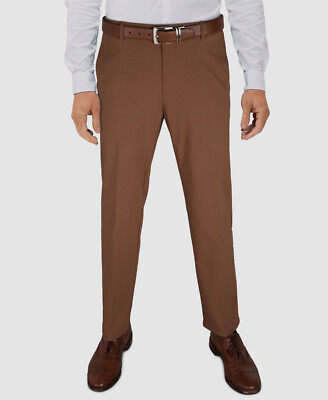 mens chocolate brown dress pants Berle Wool Blend Self Sizing Dress Pants main image 1
