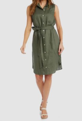knee length dresses for ladies Petite Size Linen Shirtdress