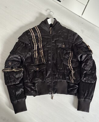 Just Cavalli Archive FW05 Vintage Bondage Parachute Silk Rare Jacket Size 44/S