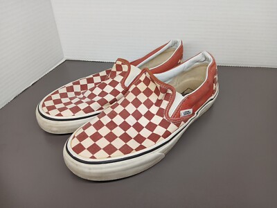 Vans Burgundy Checkered Slip-On Shoes Men's