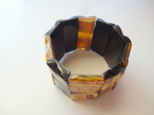 Modernist Massive Natural Buffalo Horn Bamboo Bracelet - Picture 3 of 10