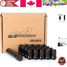 20pcs Black 12x1.5 Lug Nuts with Socket Key - Durable Spline Drive Tuner Set