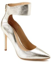 Via Spiga Fey Heels Shoes Metallic Lizard Embossed Pump Platinum 7M