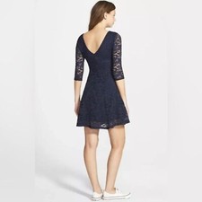 Lush Womens Lace Skate Dress black, Deep V Back, Size Medium