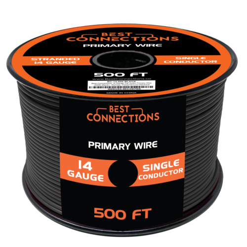 14 Gauge Car Audio Primary Wire (500ft–Black)– Remote, Power/Ground Electrical - Picture 1 of 12