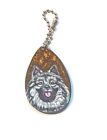 Keeshond Dog Keychain Hand Painted Charm Key Tag Ornament