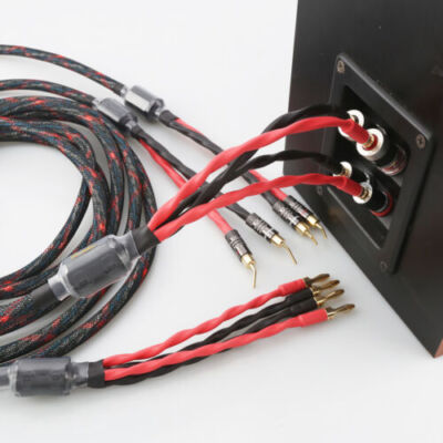 Pair HiFi Speaker Cable With Pin Plug Bi Wire Bananenstecker Lautsprecherkabel