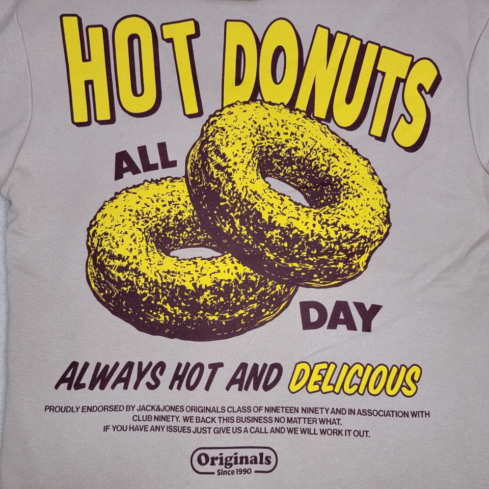 Hot Donuts Hombres SUÉTER PEQUEÑO BEIGE AMARILLO EXTERIOR SUDADERA CON CAPUCHA Ropa Activa Polar Nuevo con Etiquetas Foto 3 de 4