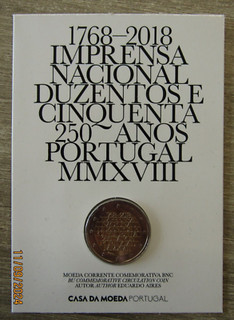 2 Euro Portugal 2018 in original Coincard 250 Jahre Nationale Druckerei