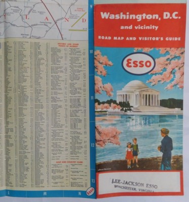 1956 Washington DC & Vicinity Map - Esso Standard Oil - approx 23.5 x 25 inches
