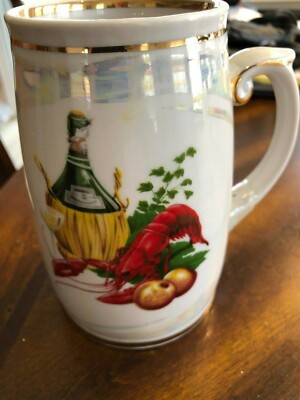 Porcelain Beer Stein  DULEVO Russia  approx 700 ml. luster with gold trim