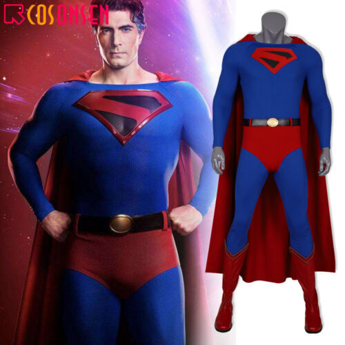 New Men's Superman Man Of Steel Perforated Blue Movie Costume Leather  Jacket-440