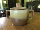 Vintage MCM 1958 5B Frankoma Pottery 12 oz Lidded Sugar Bowl Plainsman Brown