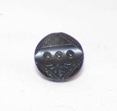 3 Victorian Black Glass Buttons Small Size Leaves Beading for Antique Clothing - Afbeelding 1 van 3