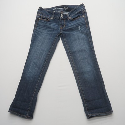 American Eagle Womens Artist Jeans Size Dark Wash Y2K Crop