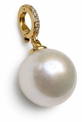 Huge 13-14mm Freshwater Pearl Pendant 18K Gold Plated S925 Clip On Bail Necklace