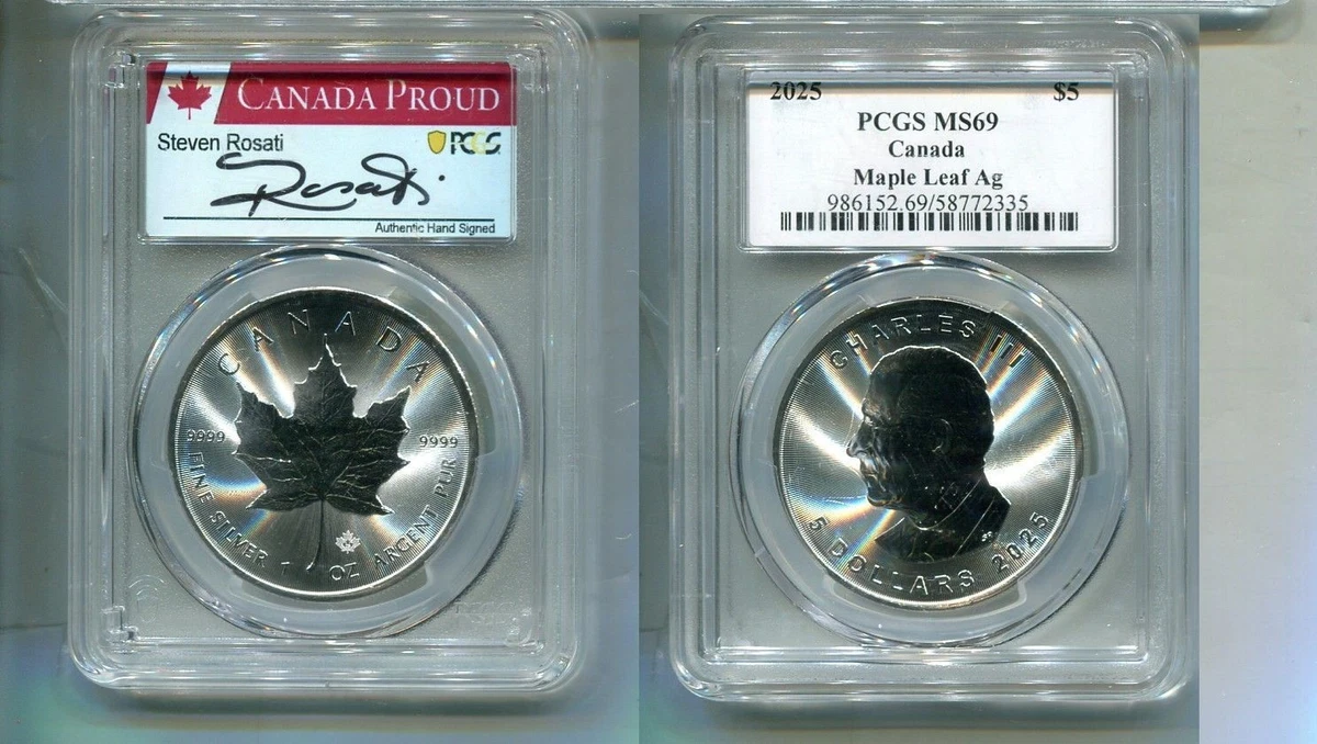 Canadian Maple Leaf MS 69 PCGS Certified Silver Bullion Coins for